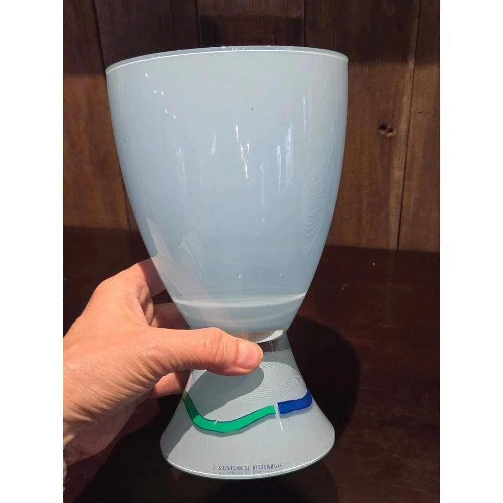 Post-Modern Glass Vase by J Kustosch for Vis-À-Vis Collection of Ritzenhoff Face
